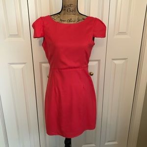 Coral open back cocktail dress
